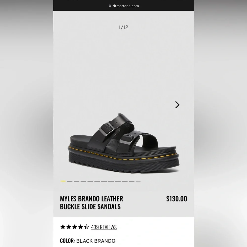 NWT Doc Martens Myles Brando Leather Slide Sandals in black buckles platforms - Picture 10 of 15